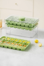 Next-Gen Push-Button Double Ice Cube Tray with Storage Bin and Lid 56-Cells Photograph-2